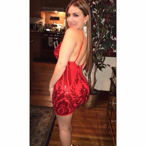 sexy red sequin dress